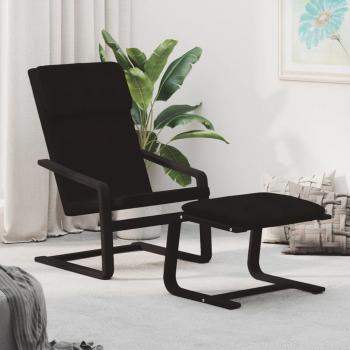 Sillón de relax con taburete de tela en color gris oscuro, crema y gris claro