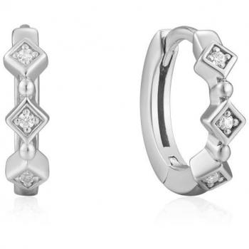 Pendientes Ania Haie Plata de Ley 925 Rodiada Colección Ear We Go Aros Rombos con Circonitas E023-01H