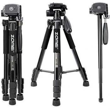 ZOMEi Q222 Ligero trípode de Aluminio Portátil Soporte para cámara de Viaje portátil con Cabezal panorámico de 3 vías y Bolsa de Transporte para Canon Nikon DSLR