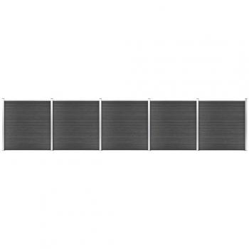 Conjunto de paneles de valla en WPC 872x186 cm negro
