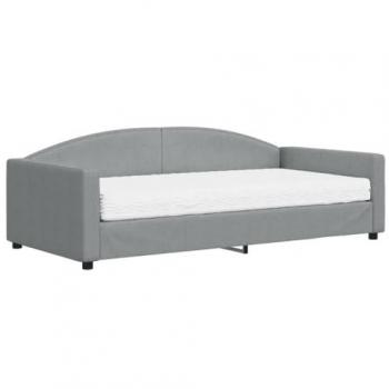 Sofá cama con colchón de tela gris claro 100x200 cm