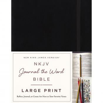 NKJV, Journal the Word Bible, Large Print, Hardcover, Black, Red Letter Edition: Reflect, Journal, or Create Art Next to Your Favorite Verses