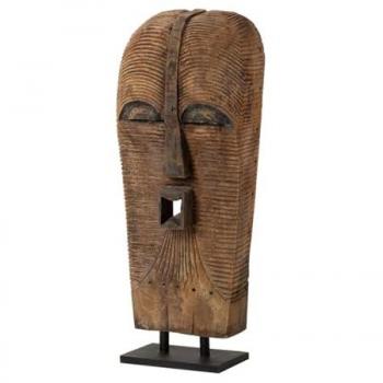 Máscara Africana de Madera Natural 43x24x103 cm - Figura Decorativa de Arte y Artesanía