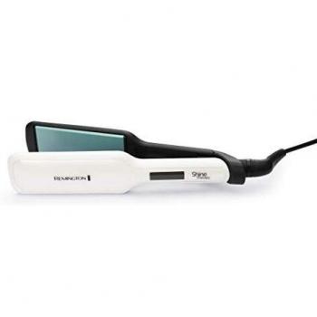 Remington Shine Therapy - Plancha de cerámica para cabello más largo y grueso con aceite de argán morrocan, S8550, color blanco