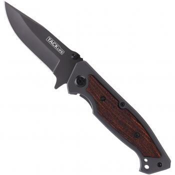 Tacklife FK01 Cuchillo Plegable Avanzado, Navaja de Acero Inoxidable de Bolsillo, con Mango de Metal y Madera, Diseño Elegante y Distintivo