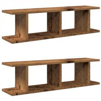 Estantes de pared 2 uds madera ingeniería envejecida 75x18x20 cm