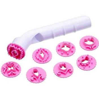 Kitchen Craft - Sellos para Decorar Tartas, Color Blanco y Rosa