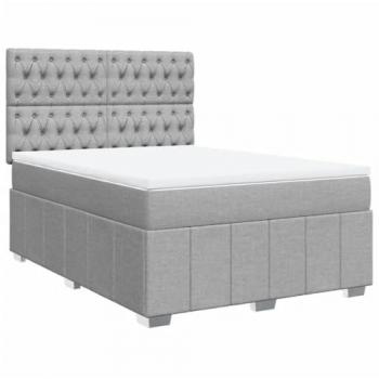 Cama box spring con colchón tela gris claro 160x200 cm Vidaxl