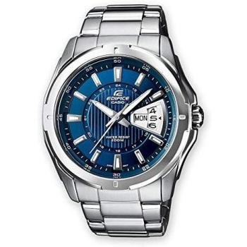 Casio EDIFICE Reloj en caja sólida, 10 BAR, Azul, para Hombre, con Correa de Acero inoxidable, EF-129D-2AVEF