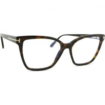 Tom Ford FT5812-B 052 Optical Frame - Brown Female, Size: 53 MM, Unisex Blue Block Eyewear Frames in Dark Havana