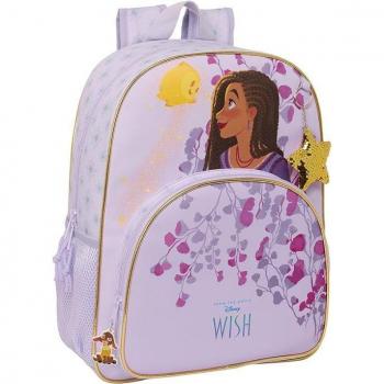 Mochila Disney Wish 42cm Adaptable a Carro Portamochilas Safta Lila