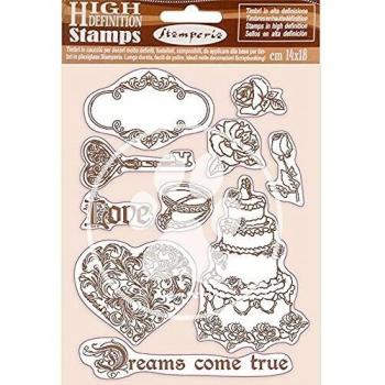 Stamperia International Rubber Stamp Sello de Goma HD con Texto en inglés Sleeping Beauty Dreams Came True, Varios, 14 x 18 cm