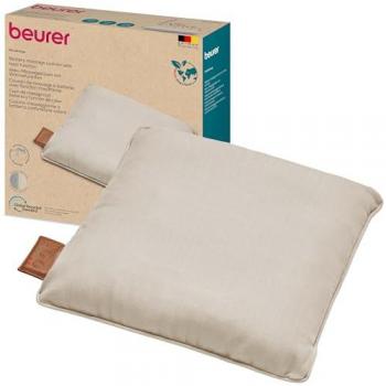 Cojín de masaje inalámbrico Shiatsu Beurer MG 139 con función de calor, calor conmutable, fabricado con material reciclado, lavable a máquina, apagado automático, 40 x 40 cm, color beige