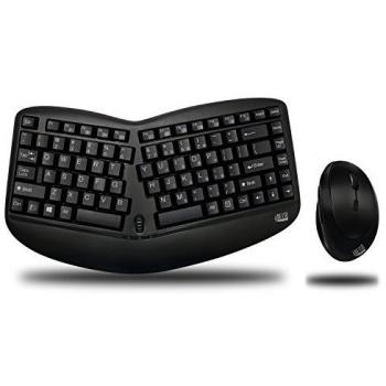 Adesso Tru-Form Media 1150 - Wireless Ergo Mini Keyboard & Mouse Combo, Ergonomic & Compact Size Design Keyboard and Ergonomic Vertical Mouse