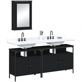 Conjuntos de muebles de baño 3 piezas de madera negra multicapa
