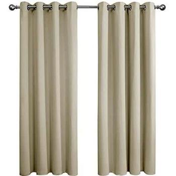 Amazon Brand - Umi Cortinas Dormitorio Moderno Salon Opacas Decoracion Termicas Aisantes con Ojales 2 Piezas 168x183cm Beige Claro