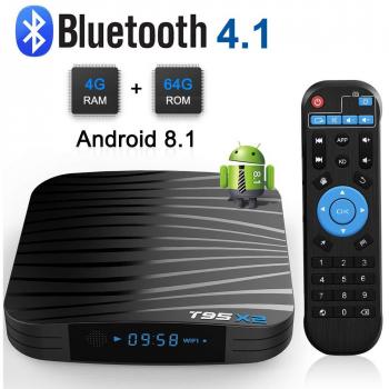 Sidiwen Android 8.1 TV Box T95X2 4GB 64GB Amlogic S905X2 Quad Core Reproductor multimedia inteligente Soporte 3D 4K Ultra HD H.265 Dual WIFI 2.4G/5G Bluetooth 4.1 Ethernet USB 3.0 Internet Set-top box