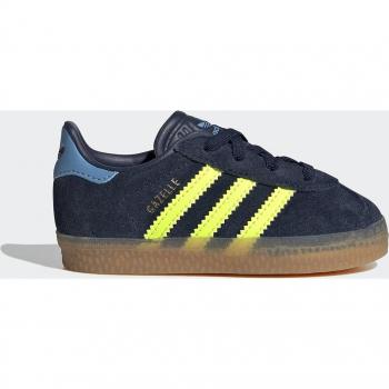 Zapatillas casual de bebés Gazelle Cf El I Adidas Originals - Zapatilla Gazelle Comfort Closure Elastic Laces (BEBÉ) - Talla: 22 - Color: Azul - Material: Piel