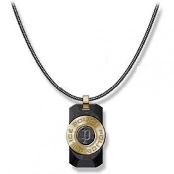 Police Collar Hombre - Cadena de Acero Negro con Colgante - PJ.26567PSG-03