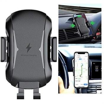 Soporte universal para auto con cargador inalámbrico Qi - Negro