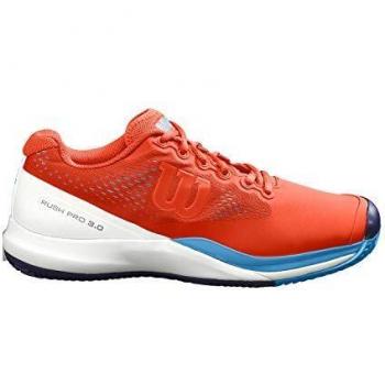 Wilson Rush Pro 3.0 Clay, Zapatilla de Tenis para Tierra Batida, tenistas de Cualquier Nivel para Hombre, Naranja/Blanco/Azul, 47 1/3 EU