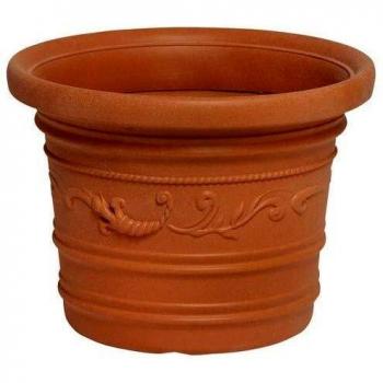 SATURNIA 8093410 Macetero Resina Redondo, Color Terracota, Resistente, Ideal Exterior, Diametro, Ø 45 cm