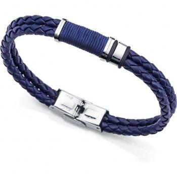 Pulsera de hombre Viceroy Magnum doble trenzada de piel azul y acero