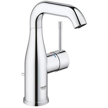 Grohe Essence - Grifo de lavabo, vaciador automático, caño medio alto, ángulo de giro ajustable a 0°, 150° o 360°, Tamaño M