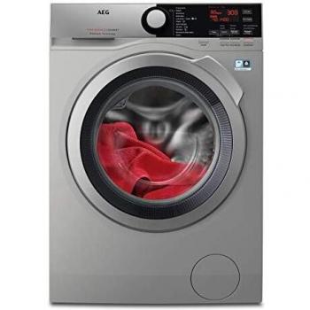 AEG L7FEE842S Lavadora de Libre Instalación, Carga Frontal, 8 Kg, 1400 rpm, Serie 7000, Motor Inverter, Función Vapor, Programa Rápido, Panel de control LCD, Puerta XL Plateada, Planteada