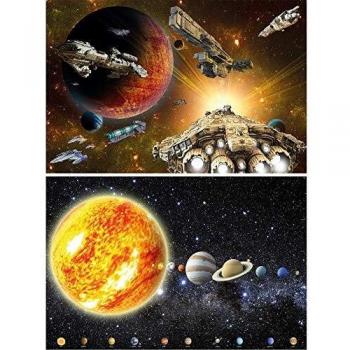 GREAT ART Juego de 2 Carteles XXL habitación de los niños - misión Espacial - Cada uno transbordadores espaciales y Sistema Solar decoración Universo astronautas Planetas