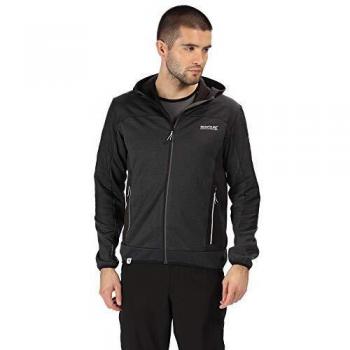 Regatta Haska Hybrid - Chaqueta de softshell con capucha para hombre, repelente al agua y resistente al viento, Hombre, RML184 82660, negro / negro, M