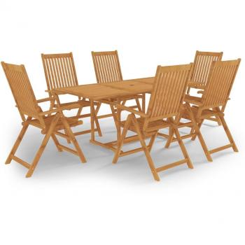 Set de almuerzo de jardín 7 piezas de teca de madera maciza