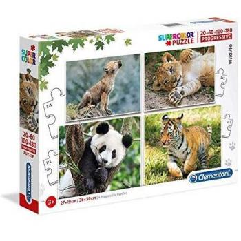 Clementoni- Puzzles 20+60+100+180 Piezas Cachorritos, Color Multicolor.