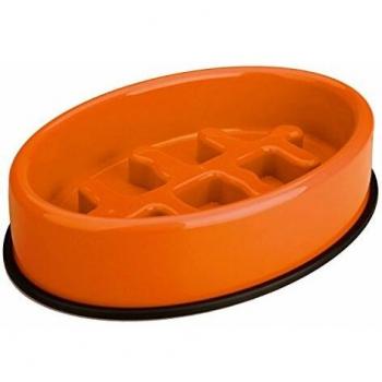 M-PETS mpets 10504017 Anti LF-Tech de Comida para Perros Comedero para Animales de melamina Fish Bone, 1200 ml, Color Naranja