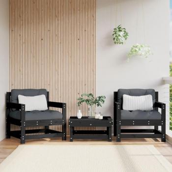 Sillas de jardín 2 piezas de madera maciza de pino negro