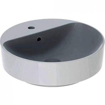 Lavabo VariForm redondo 45 cm con orificio para grifería, rebosadero y acabado KeraTect, color blanco