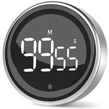 LIORQUE Temporizador de Cocina Digital, Cronómetro Temporizador de Cuenta Atrás 2 en 1, Pantalla LED, 2 Niveles de Brillo, 3 Niveles de Volumen, Imán con Almohadilla de Silicona