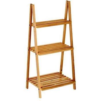 Estantería de 3 baldas minimalista marrón de madera para baño Vitta