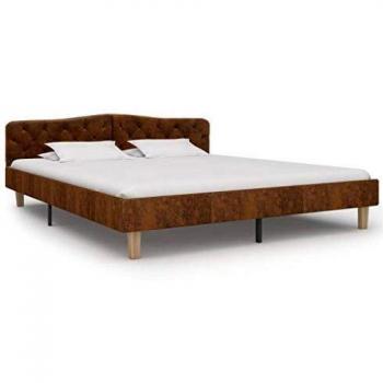 vidaXL Estructura de Cama Piel de Ante Artificial Mobiliario Casa Clásica Práctica Cómoda Moderna Robusta y Duradera Sin Colchón Marrón 180x200cm