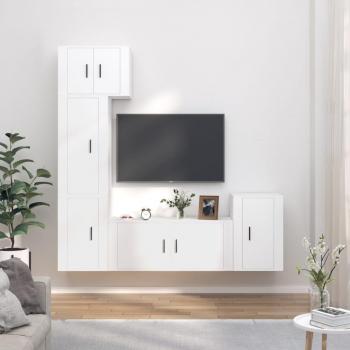 Set de muebles para TV 5 piezas madera contrachapada blanca vidaXL