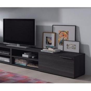 Habitdesign 006670G - Mueble comedor televisor bajo, color gris ceniza