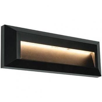 Aplique de pared exterior Severus con 1 bombilla LED, plástico ABS negro y transparente, IP65, 8cm