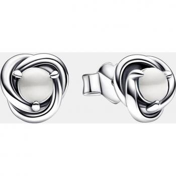 Pendientes de Botón Circulo Eternity en Plata de Ley con Piedra de Nacimiento de Junio - PANDORA