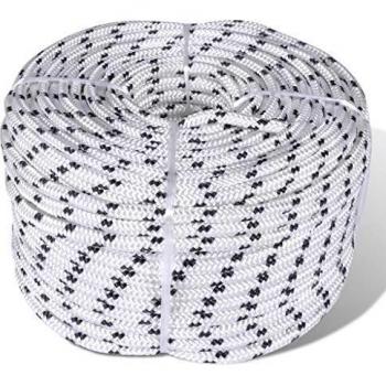 vidaXL Cuerda Trenzada de Poliéster 10 mm 250 m Blanco Soga Cordón Cable Cabo