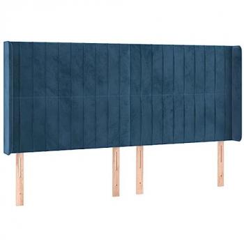 Cabecero con LED de terciopelo azul oscuro 183x16x118/128 cm