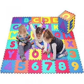 Star Ibaby Alfombra Puzzle Bebé 36 Piezas - 195x195 cm - Espuma XPE Ecologica - No tóxica - Modelo Letras/Numeros.