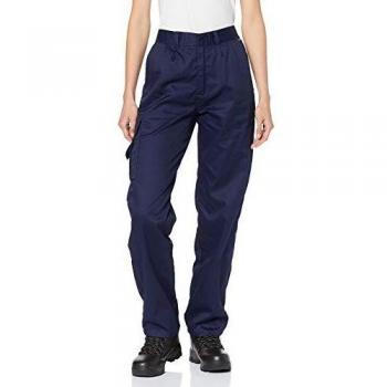 Pantalones de Combate para Mujer Portwest C099, Navy, Talla XXL, Cintura Elástica, Multi Bolsillos, Protección UPF 40+