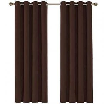 Deconovo Cortinas Opacas de Ventana con Ojales Aislamiento Térmico 2 Paneles 132 x 160 cm Chocolate