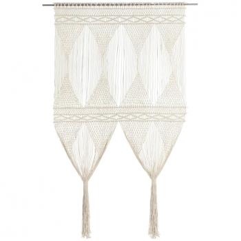 Cortina de macramé de algodón 140x240 cm en color crema