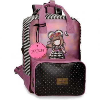 Mochila Gorjuss para portátil Frida en piel sintética rosa con banda adaptable de 29x40x13cm